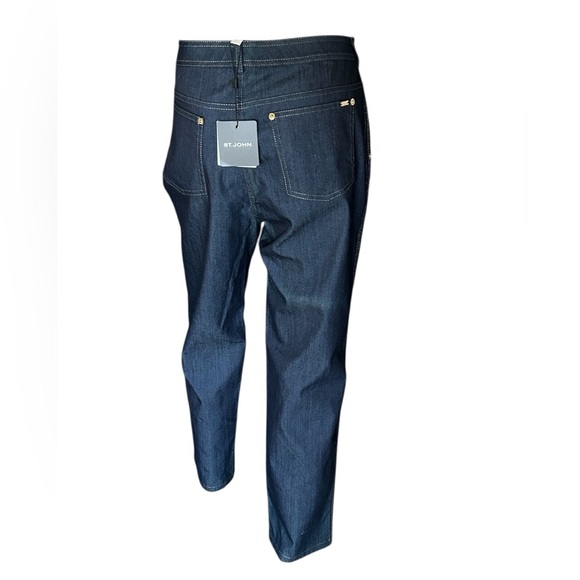 St.John Sport Dark Wash Blue Jeans Designer Chic Quiet Luxury Preppy Women Sz 12 - Picture 5 of 16